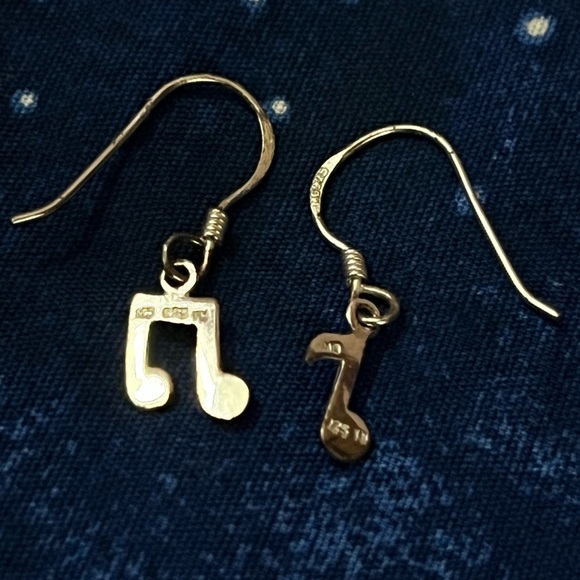 Sterling Silver Music Note Earrings - Picture 2 of 3